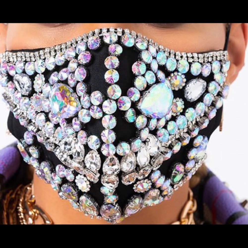 RHINESTONE FACE MASK